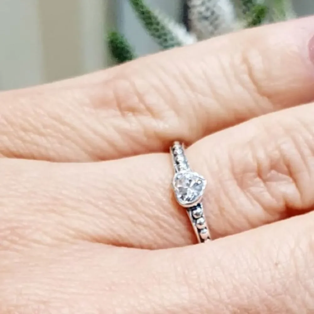 Ring 925 S heart shape zircônia or red stone